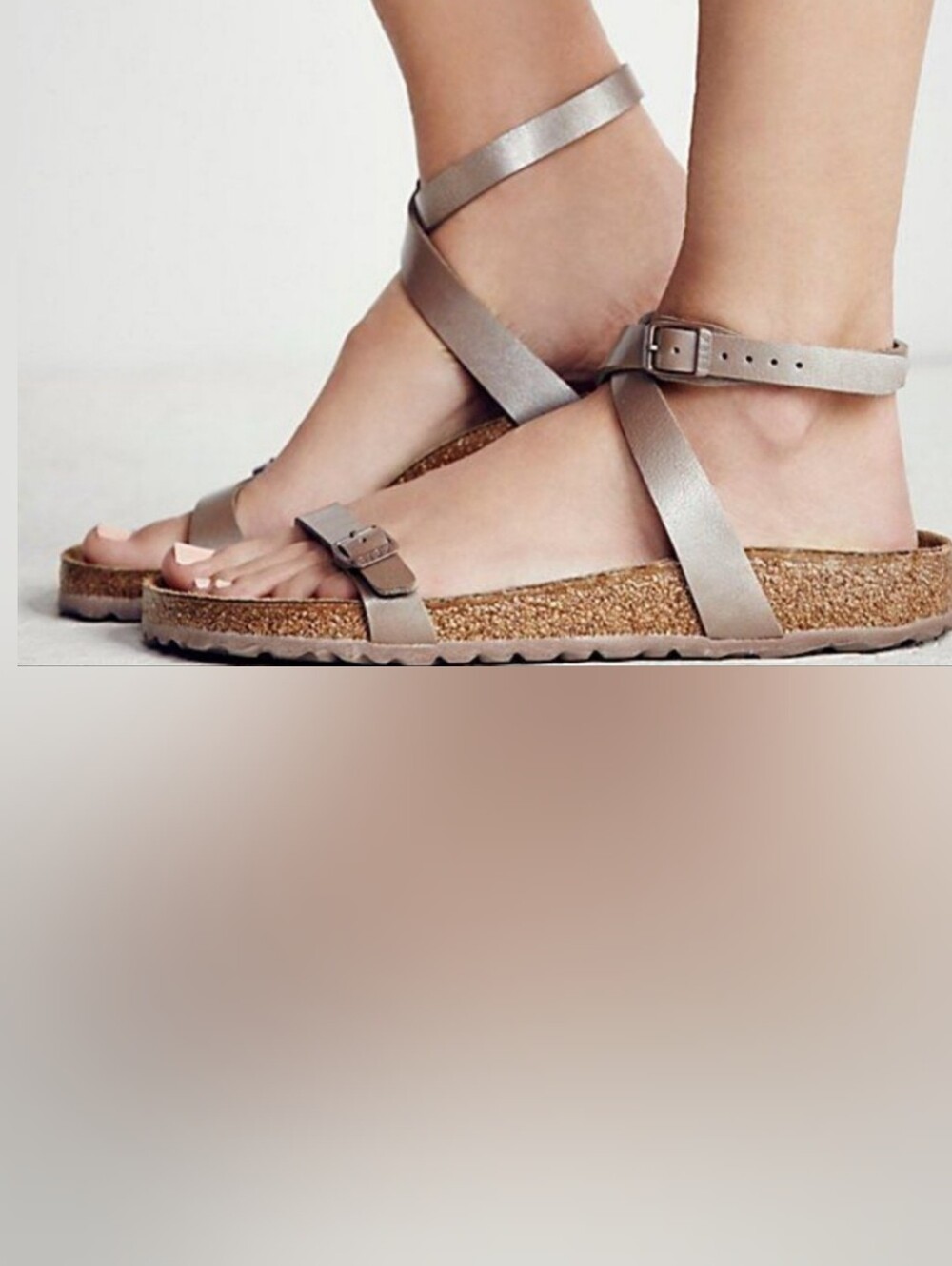 Birkenstock Daloa silver metallic ankle strap sandals size 38 NEW